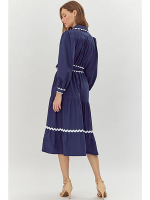 Ric Rac Trim Midi Dress