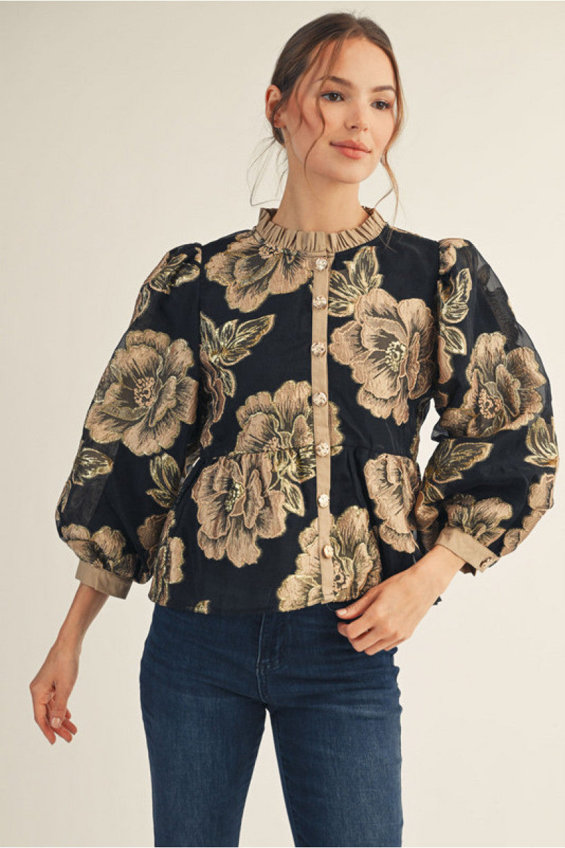 Floral Jacquard Top