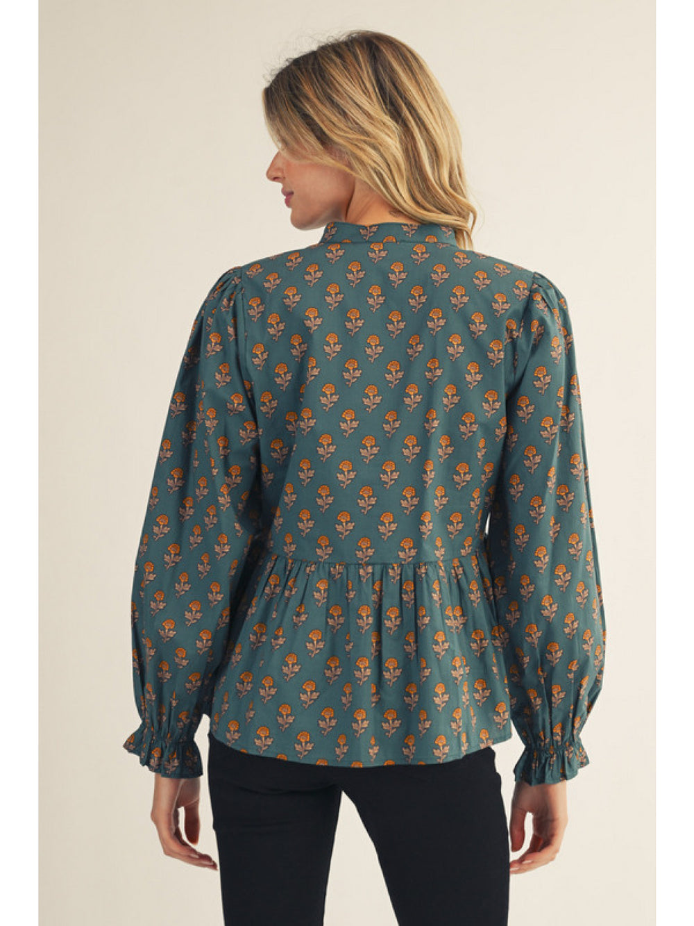 Ruffled Sleeve Peplum Top