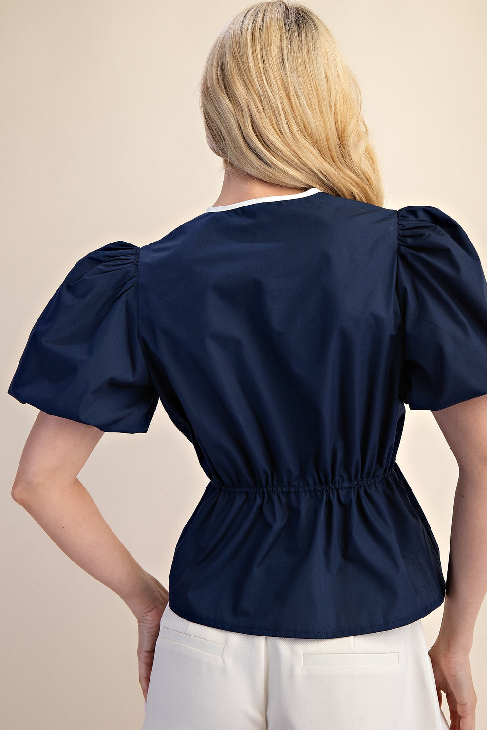 Puff Sleeve Tie Peplum Top