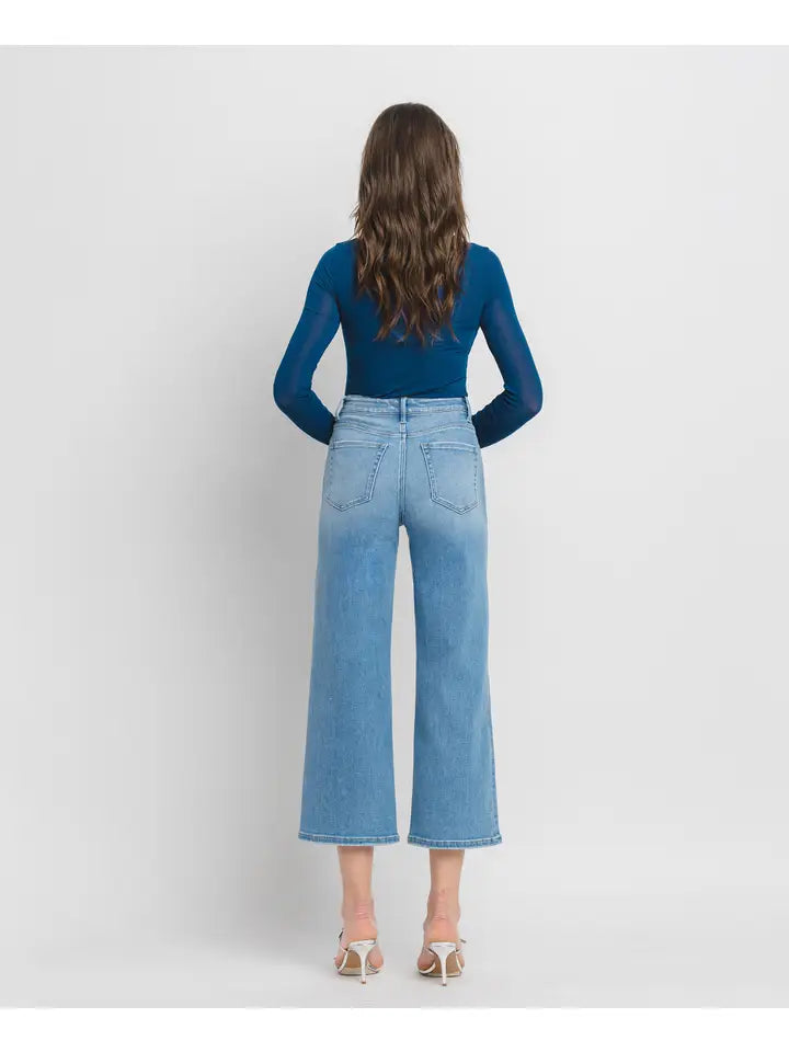 Tummy Control High Rise Crop Wide Leg Jeans