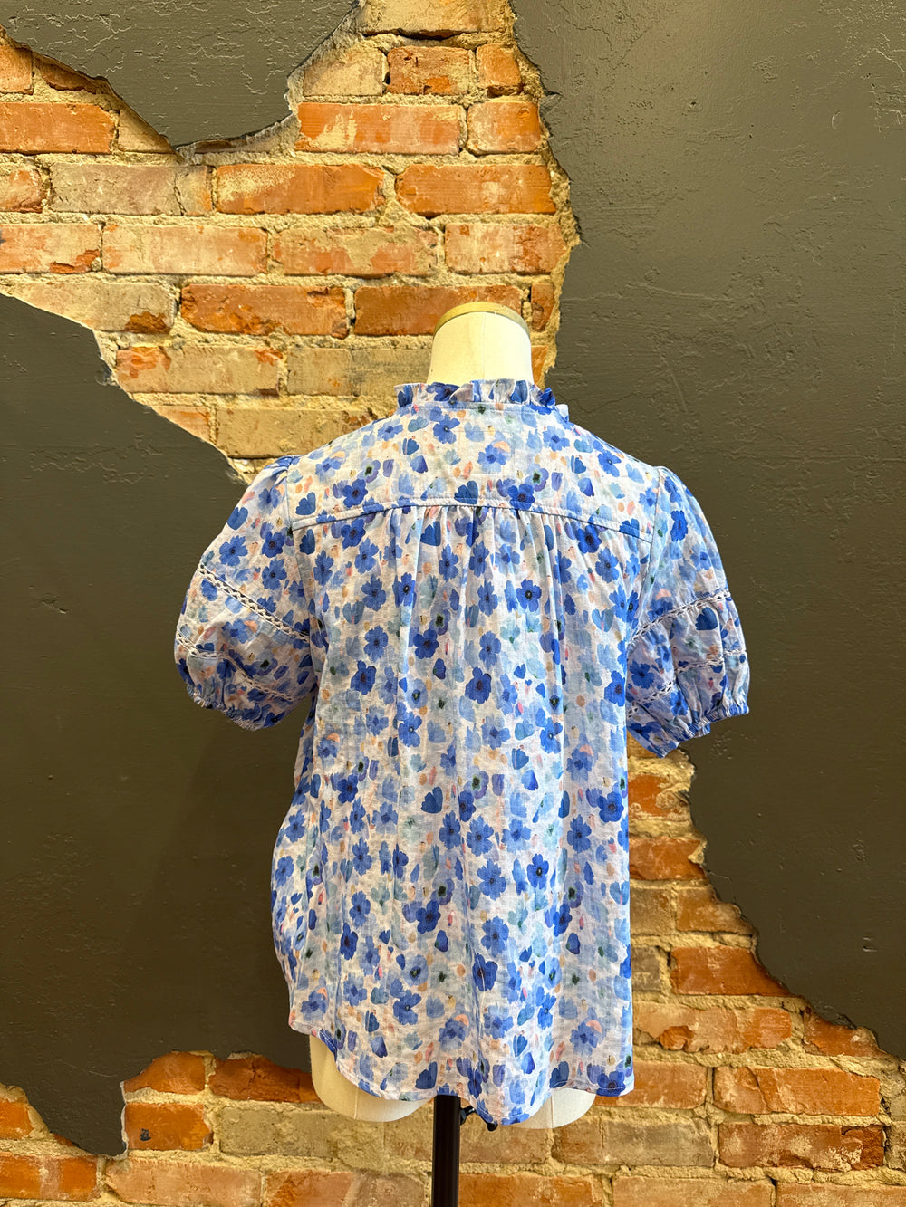 Floral Watercolor Pintuck Blouse