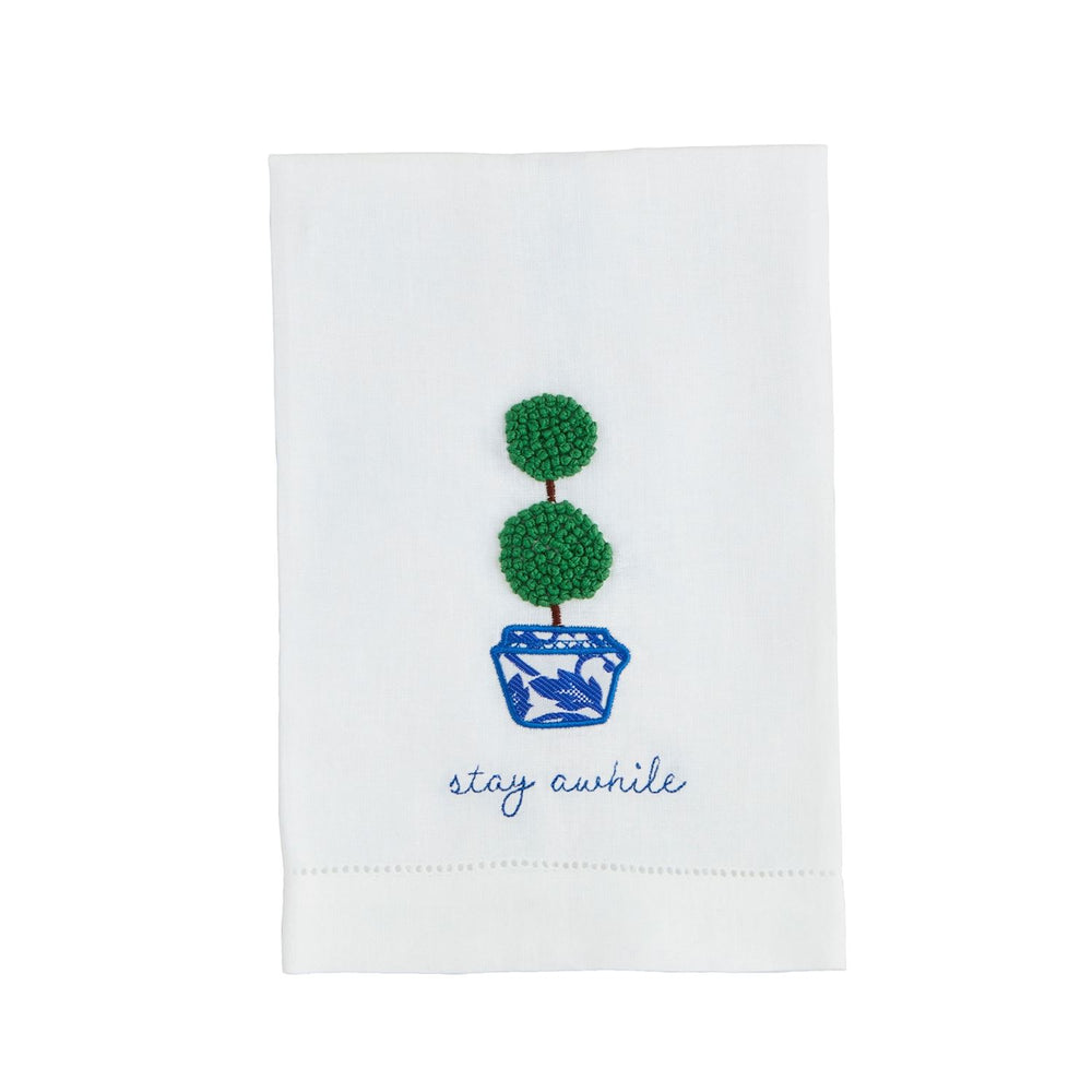 Stay Boxwood Embroidery Towel