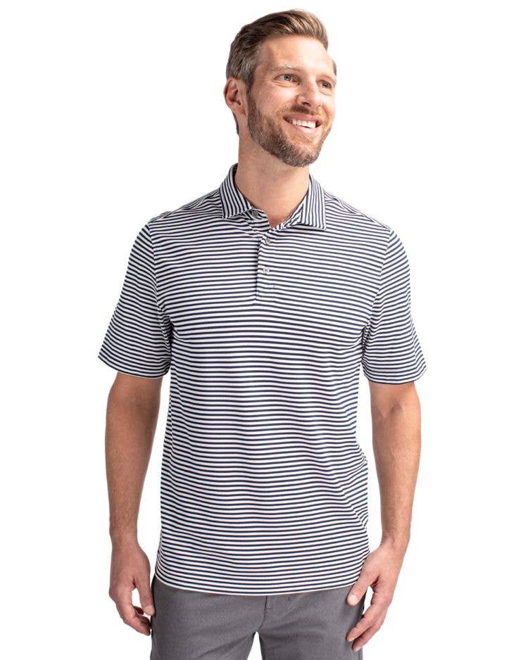 Cutter & Buck Virtue Eco Pique Stripe Recycled Mens Polo