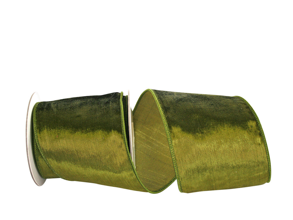 OLIVE DESIGNER PLUSH VELVET ELITE WIRED EDGE RIBBON