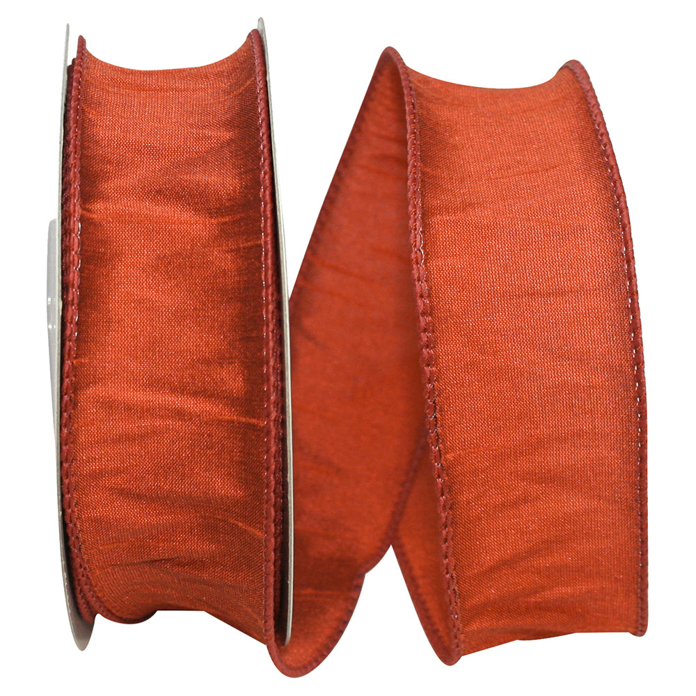 RUST DUPIONI SUPREME WIRED EDGE RIBBON