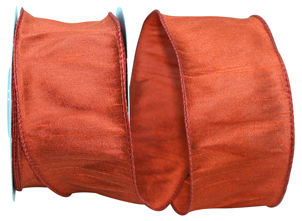 RUST DUPIONI SUPREME WIRED EDGE RIBBON