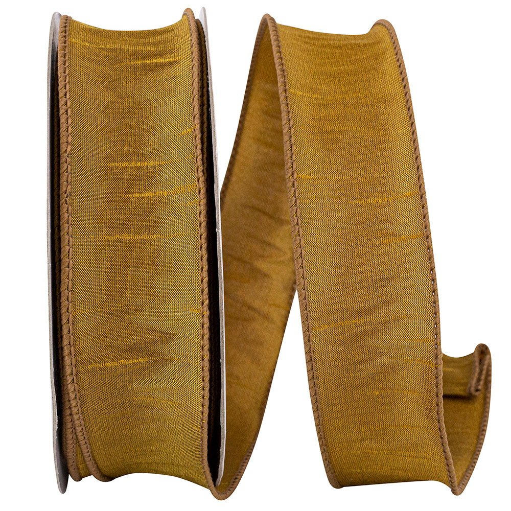 ANTIQUE GOLD DUPIONI SUPREME WIRED EDGE RIBBON