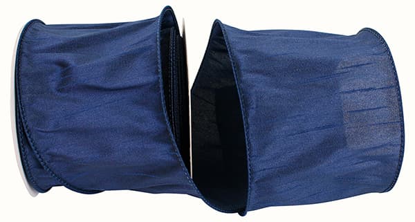 NAVY DUPIONI SUPREME WIRED EDGE RIBBON