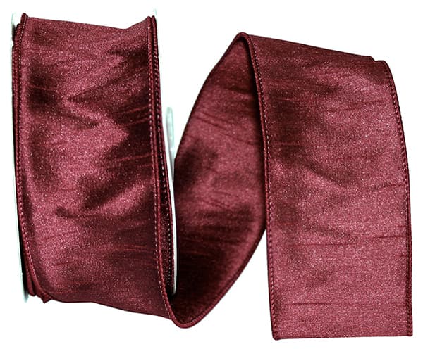 BURGUNDY DUPIONI SUPREME WIRED EDGE RIBBON