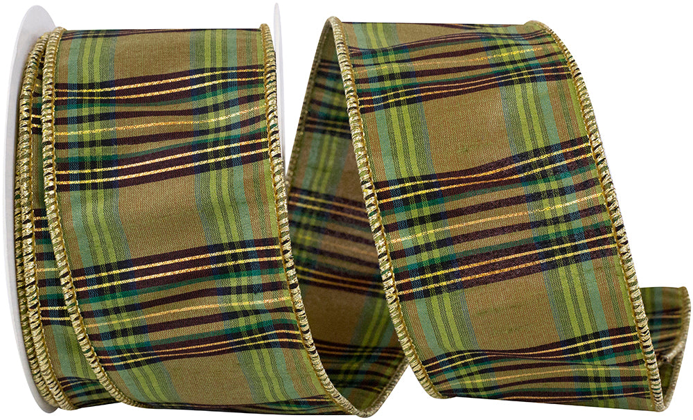 GRANDISIMO PLAID DUPIONI WIRED EDGE RIBBON