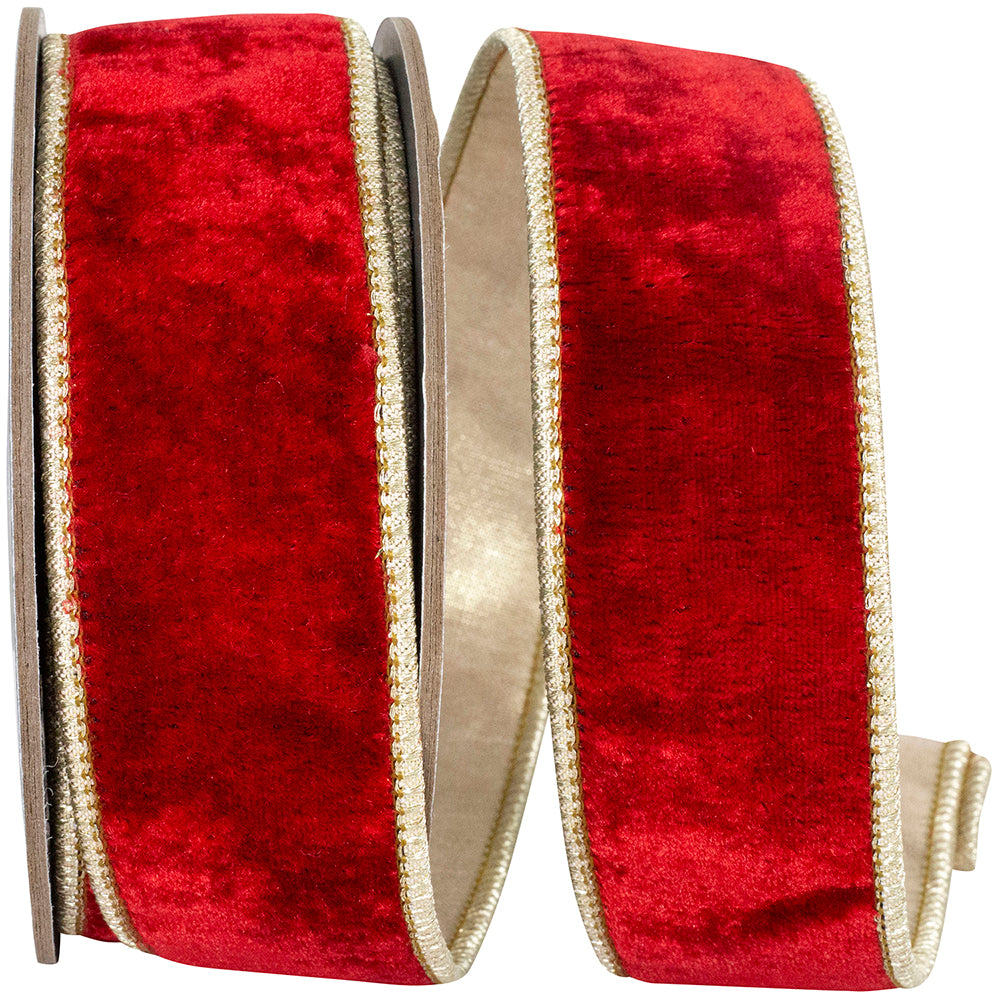 VELVET PLUSH TEXTURE DELUXE BACKED WIRED EDGE RIBBON