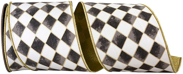 HARLEQUIN DIAMOND GILDED DELUXE OUTLINE WIRED EDGE RIBBON