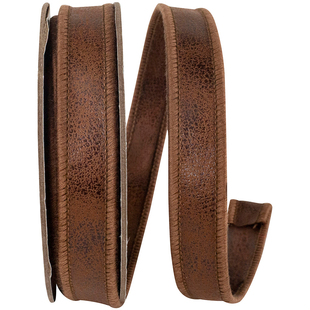 LEATHER DELUXE TWO SIDED WIRED EDGE RIBBON