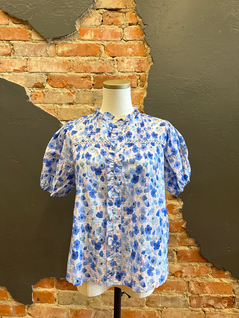 Floral Watercolor Pintuck Blouse