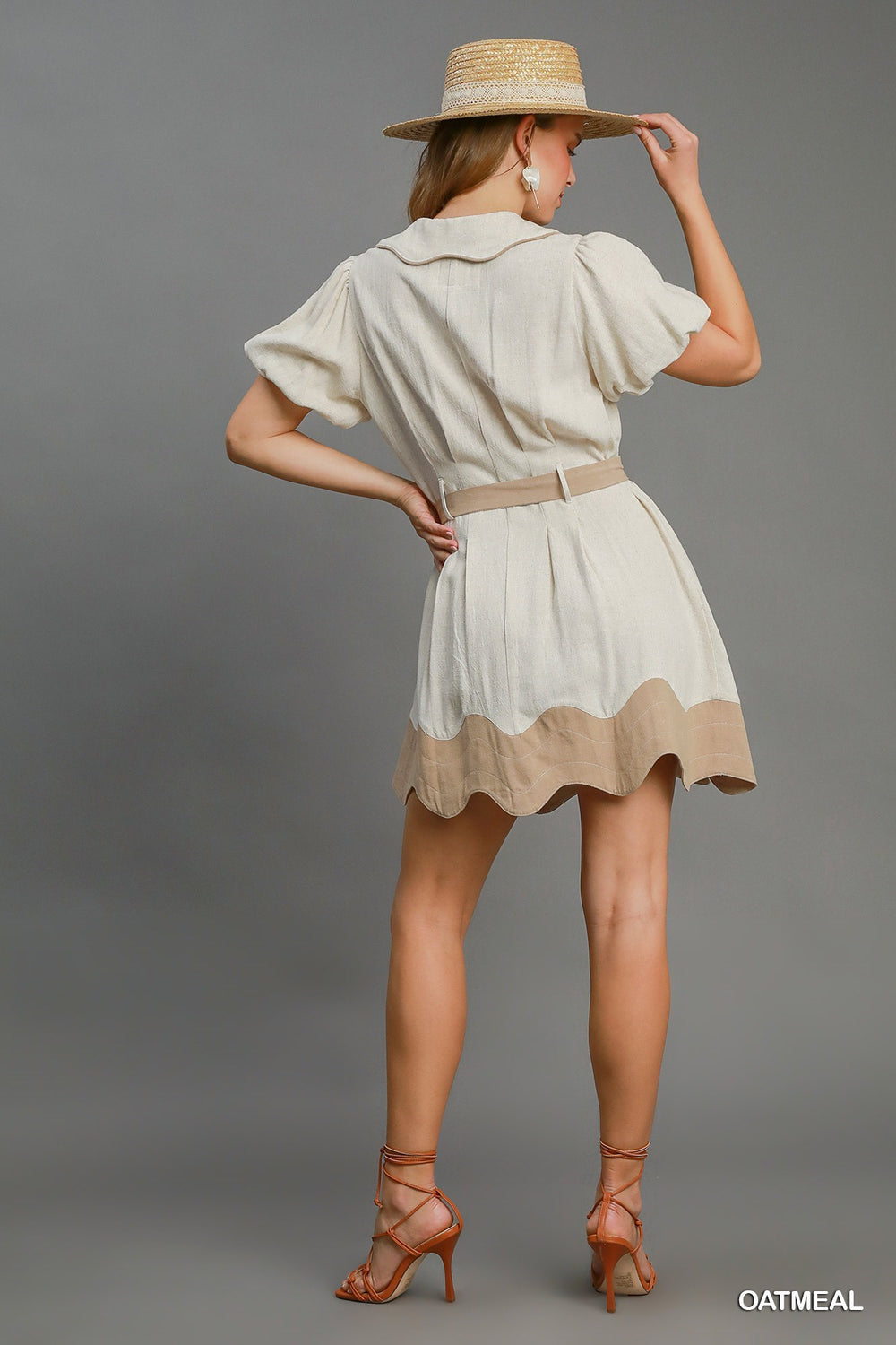 Colorblocked Scalloped Hem Mini Dress