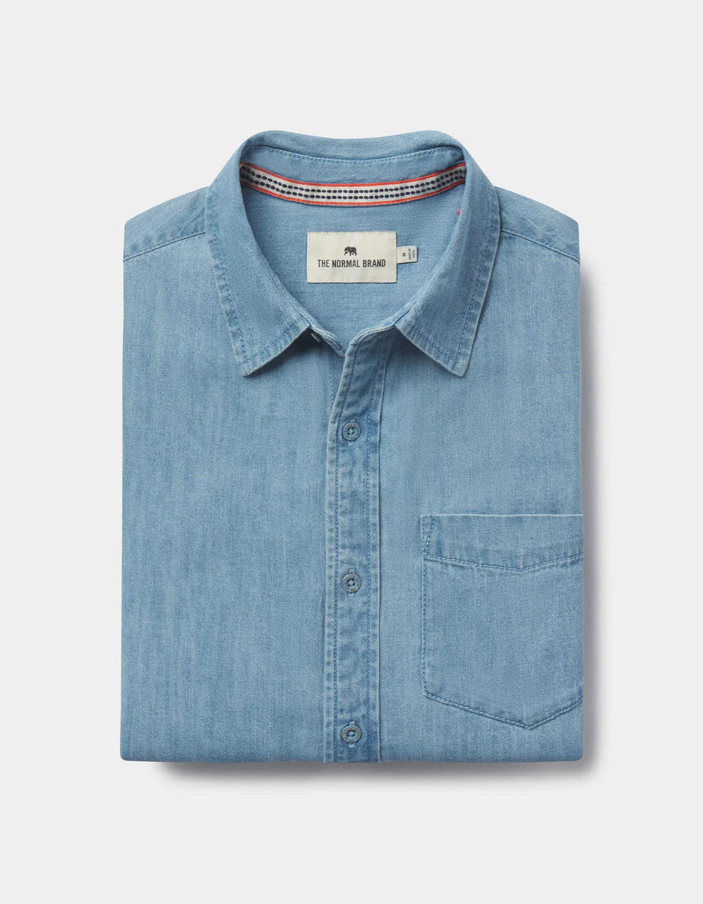 Cotton Denim Long Sleeve Button Up