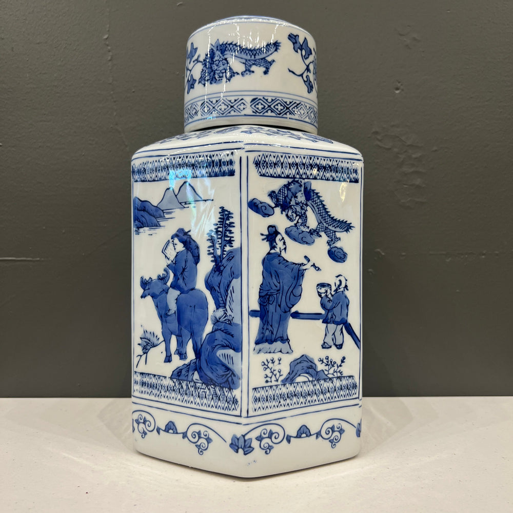 Chinoiserie Hexagon Jar