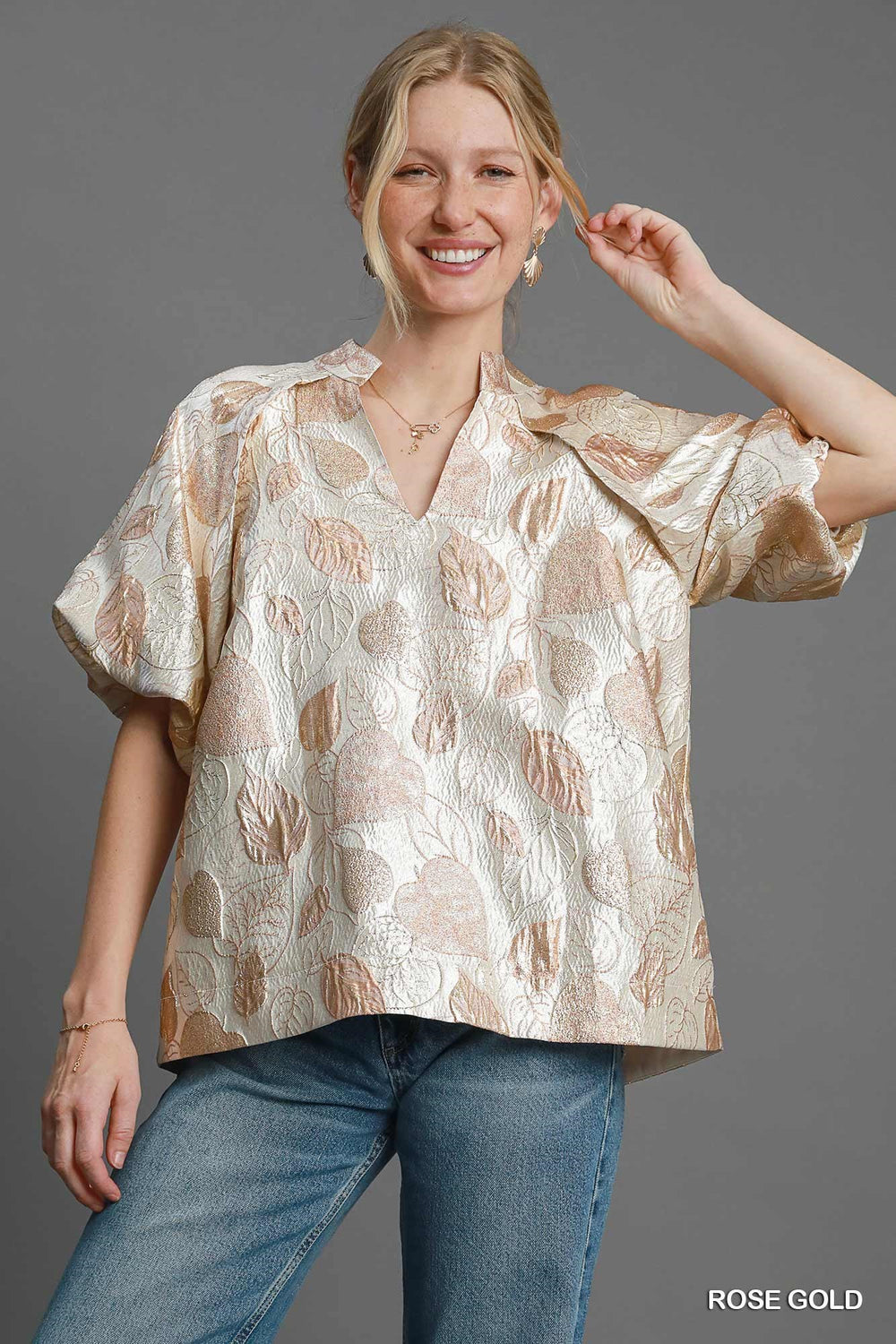 Abstract Metallic Print Top