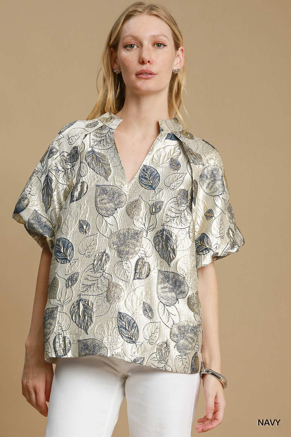 Abstract Metallic Print Top