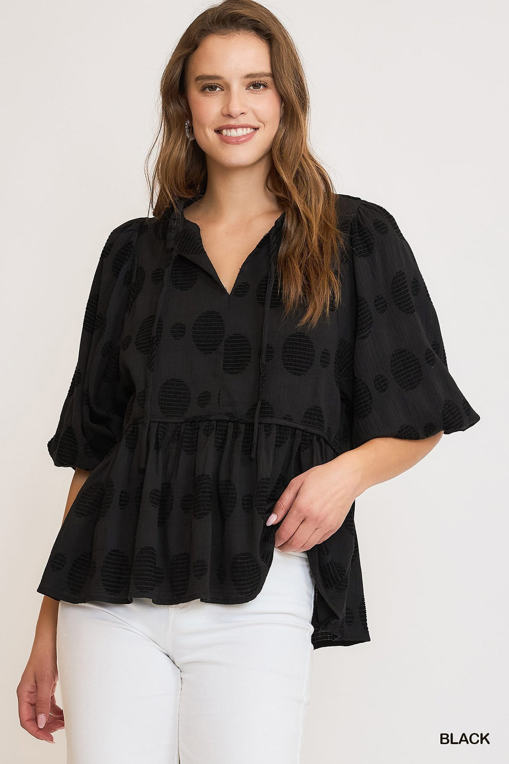 Swiss Dot Babydoll Top