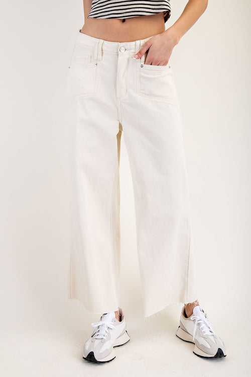 Straight Leg Raw Hem Pants