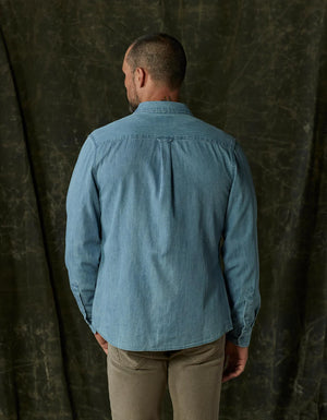Cotton Denim Long Sleeve Button Up
