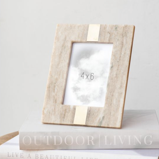 Beige Marble & Brass Photo Frame
