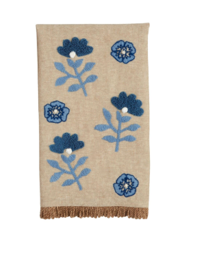 Floral Print Embroidery Towel