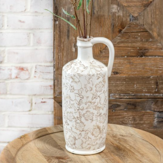 Beige Heirloom Handle Vase