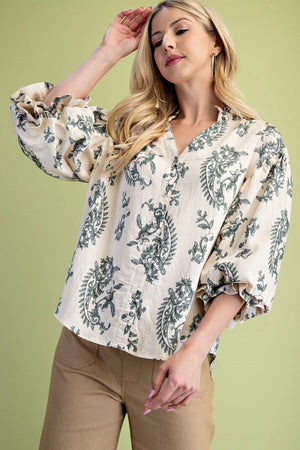 Paisley Button Down Blouse