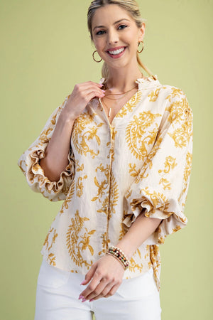 Paisley Button Down Blouse