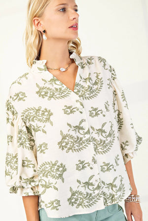 Paisley Button Down Blouse
