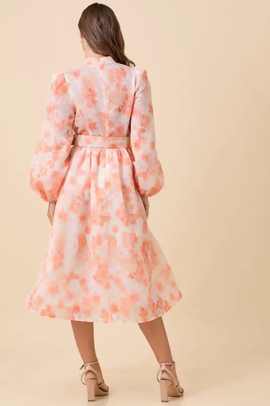 Floral Printed Midi Puff Sleeve Dress