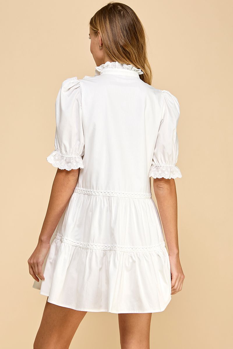 Button-Up Puff Sleeve Dress