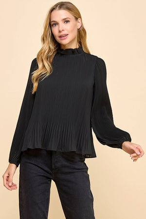 Pleated Long Sleeve Top