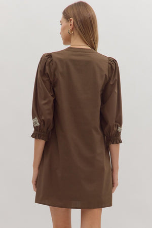 Embroidered V-Neck Mini Dress