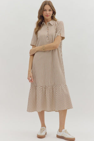 Stripe Button Maxi Dress
