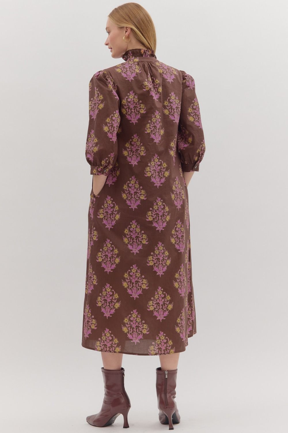 Burgundy Print Midi Dress