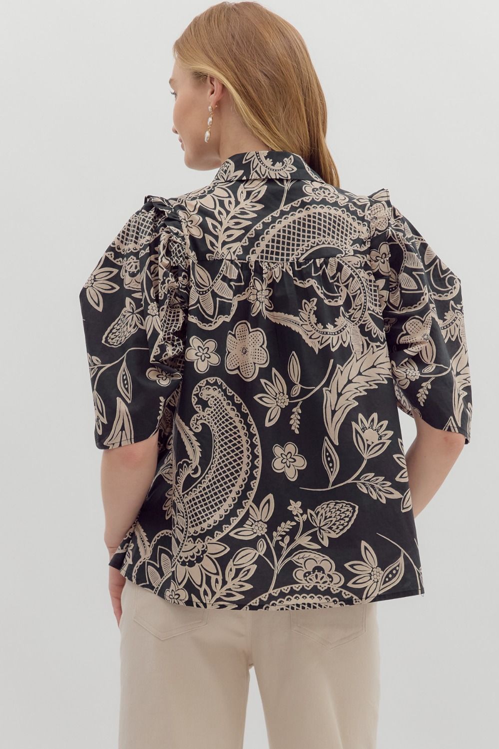 Paisley Puff Sleeve Top