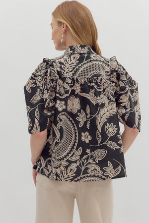 Paisley Puff Sleeve Top