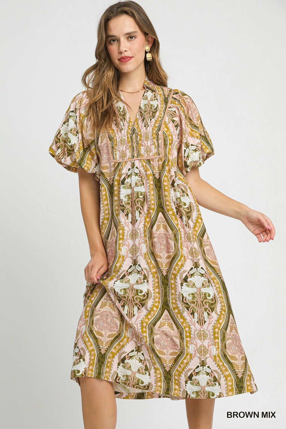 Abstract Print Midi Dress