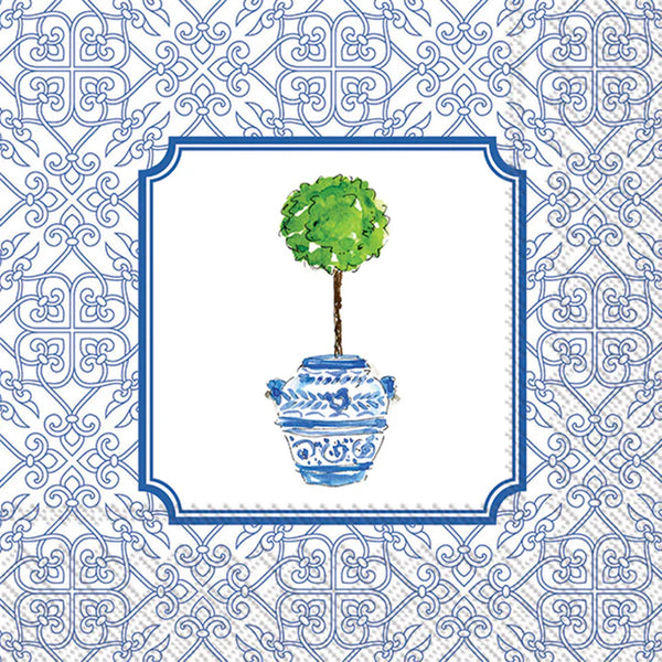 Blue Topiary Cocktail Napkin