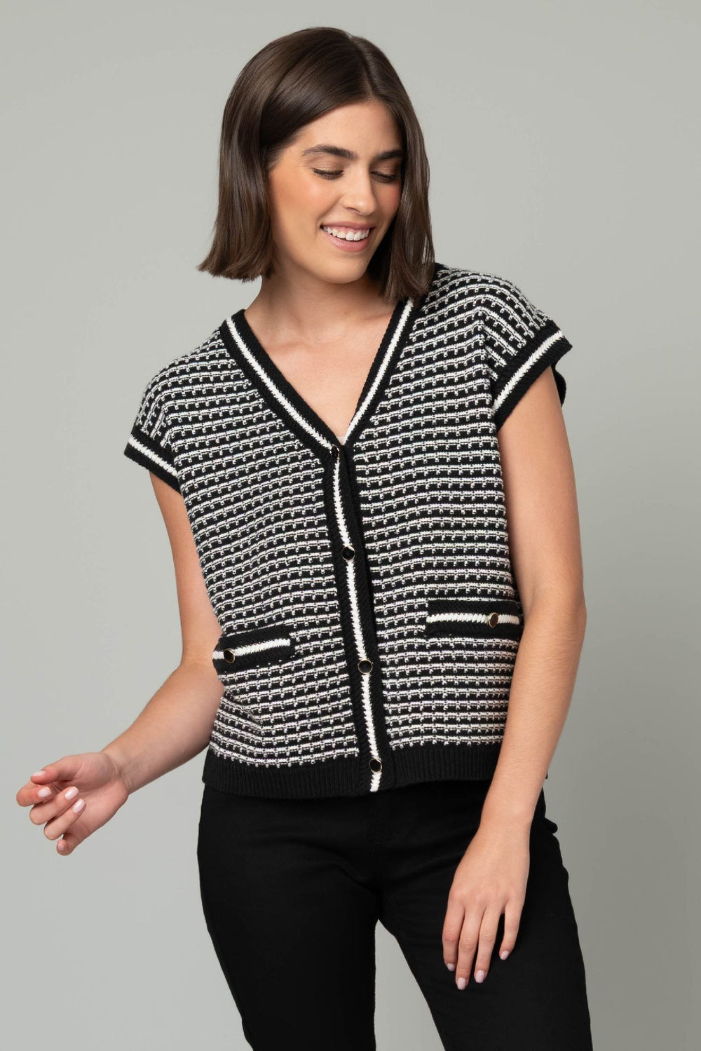Striped Jacquard V-Neck Sweater Vest