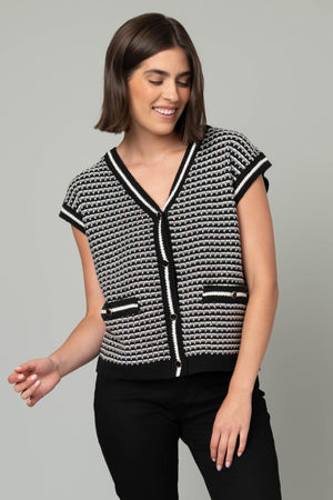 Striped Jacquard V-Neck Sweater Vest