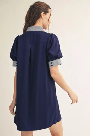 Soft Solid & Stripe Mini Dress
