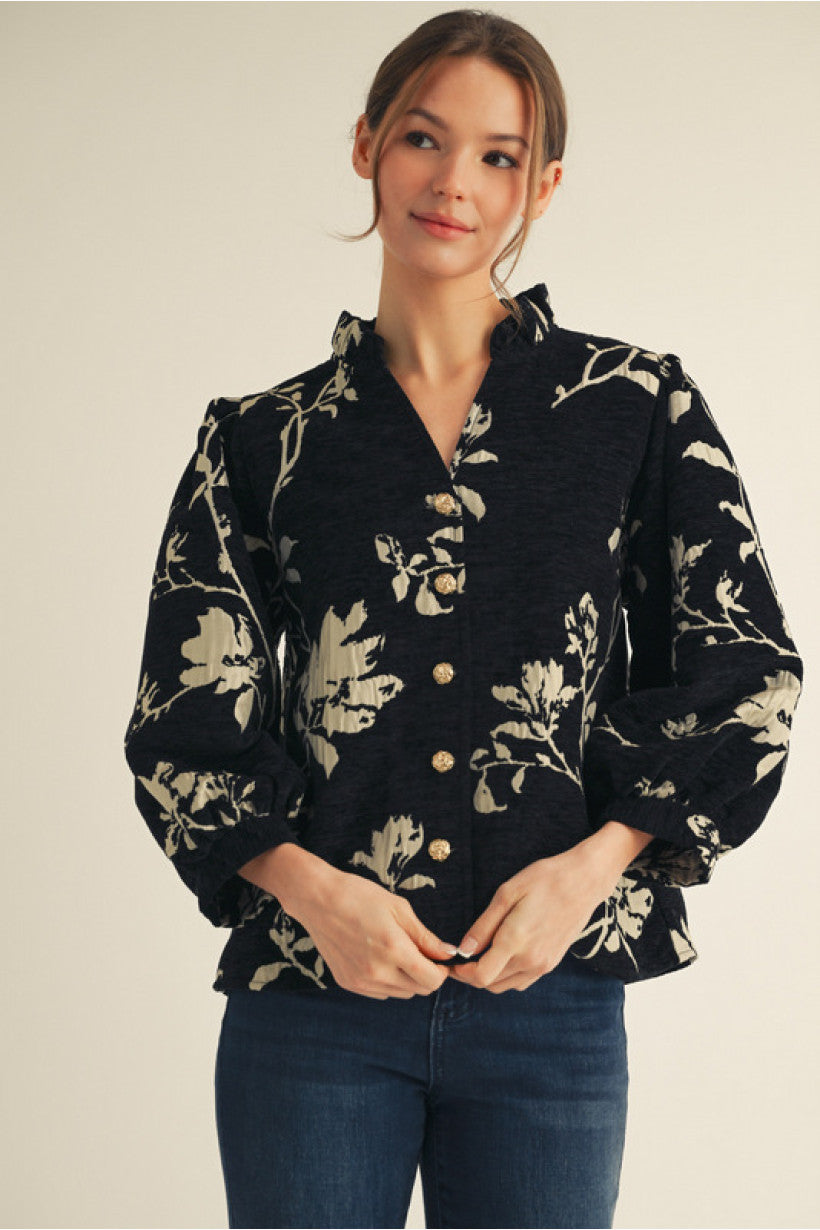Floral Jacquard Top