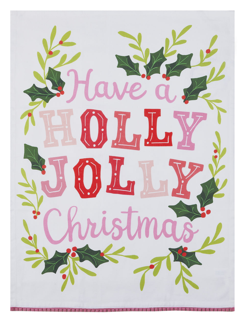 Holly Joy W/ Pom Pom Kitchen Towel