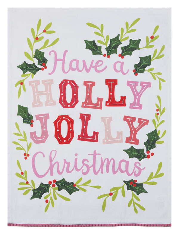 Holly Joy W/ Pom Pom Kitchen Towel