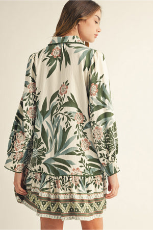 Puff Sleeve Floral Midi Dress